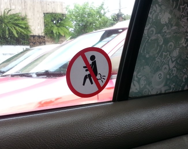 You may not fart in THIS guy's taxi!